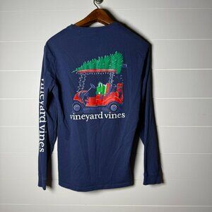 Vineyard Vines Christmas Golf Cart Long Sleeve Pocket Tee- Sz Men's Small